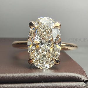 3Ct Oval Cut Moissanite Engagement Ring, Oval Solitaire Moissanite Ring, 14k Solid Gold Ring, Anniversary Gift Ring, Bridal Ring, Daily Ring