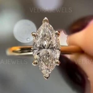 4CT Marquise Cut Moissanite Engagement Ring, 6 Prong Hidden Halo Ring, Marquise Solitaire, 4ct Marquise Cut, Solitaire Engagement Ring