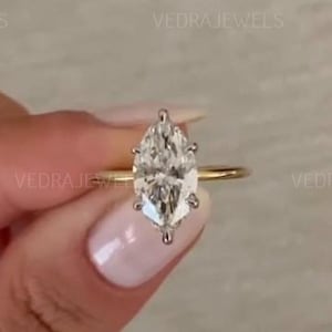 4CT Marquise Cut Moissanite Engagement Ring, 6 Prong Hidden Halo Ring, Marquise Solitaire, 4ct Marquise Cut, Solitaire Engagement Ring