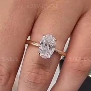 4.0CT Classic Vintage Style Oval Moissanite Ring, Oval Cut Solitaire Diamond Ring, Gorgeous Hidden Halo Anniversary Ring, White Gold Ring