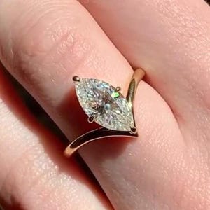 3 Ct Low-Profile Marquise Engagement Ring Womens 4-Prong Solitaire Ring in 14K Solid Yellow Gold available in White Gold and Rose Gold