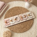 Personalized Name Puzzle, 2nd Birthday Gift, Toys for Toddler, Nursery Decor, Patterned Flower Puzzle, Baby Boy Gift, Baby Girl Busy Board