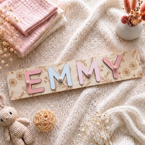 Personalized Name Puzzle, 2nd Birthday Gift, Toys for Toddler, Nursery Decor, Patterned Flower Puzzle, Baby Boy Gift, Baby Girl Busy Board