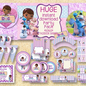ON SALE**Limited Time**Doc McStuffins Printable Party Pack, Instant Download, Doc McStuffins birthday invitation, BONUS Facebook banner