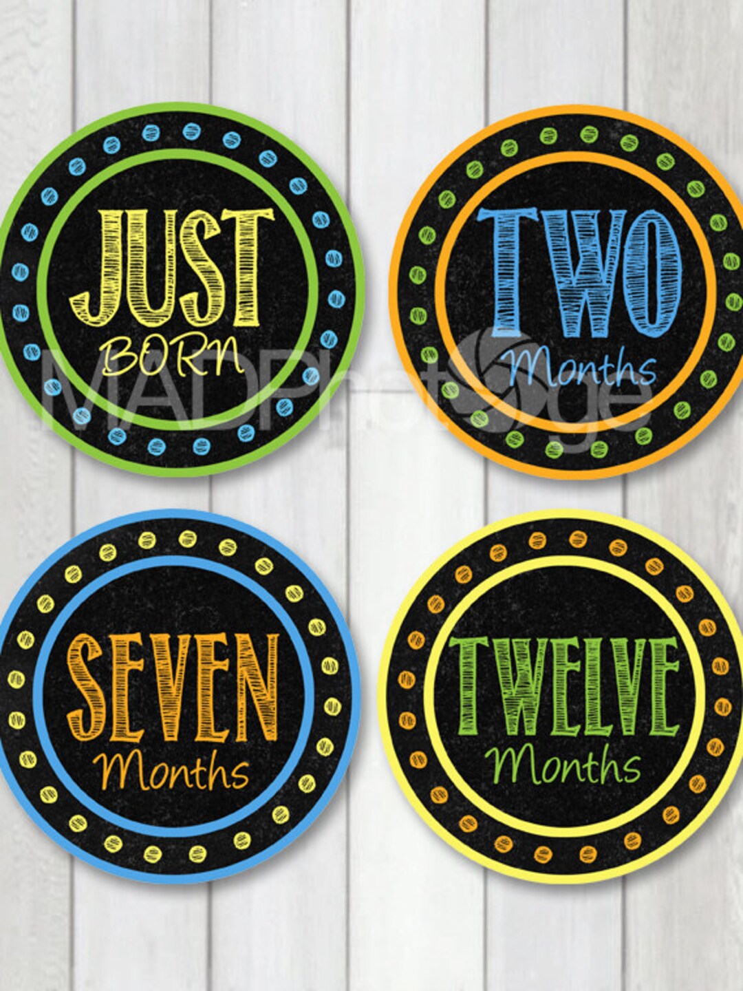 Baby Boy Month Stickers Printable Chalkboard Stickers - Etsy