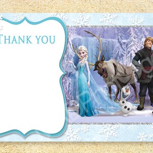 Frozen Dankeschön druckbare Blankokarten, Sofort Download, Frozen Geburtstag, Frozen Movie, Winter, Weihnachtsfeier, Winter, Baby Shower.