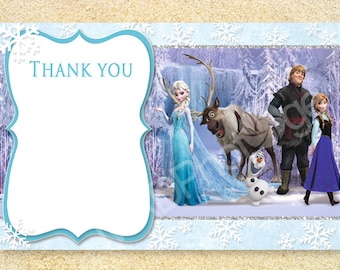 Frozen Thank You Printable blank cards, Instant Download, Frozen birthday, Frozen Movie, Winter, Christmas party, winter, Baby Shower.