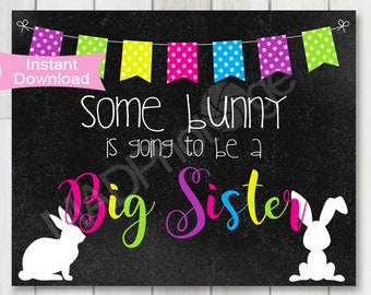 Easter pregnancy announcement Chalkboard sign, Easter printable, Big Sister pregnancy sign, Baby announcement sign, baby photo prop sign