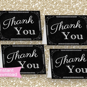 Danke druckbare Tafel Grußkarten, Danke gefaltete Grußkarten, süße 16 Dankeschön, druckbare Danksagungskarten, Babyparty-Dankeschön