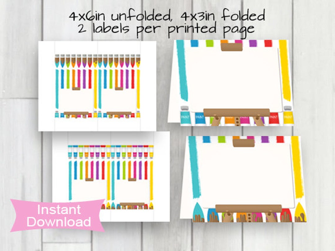 Printable Paint Party Food Labels, Painting Party Invitation, Art Party ...