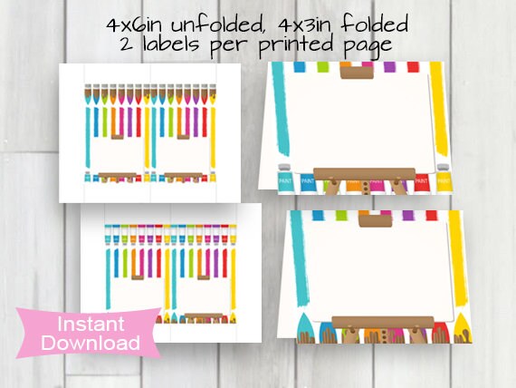 Printable Paint Party Food Labels Painting Party Invitation | Etsy