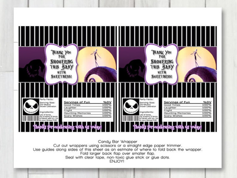 Jack Skellington Birthday Candy Bar Wrapper Nightmare Before Etsy