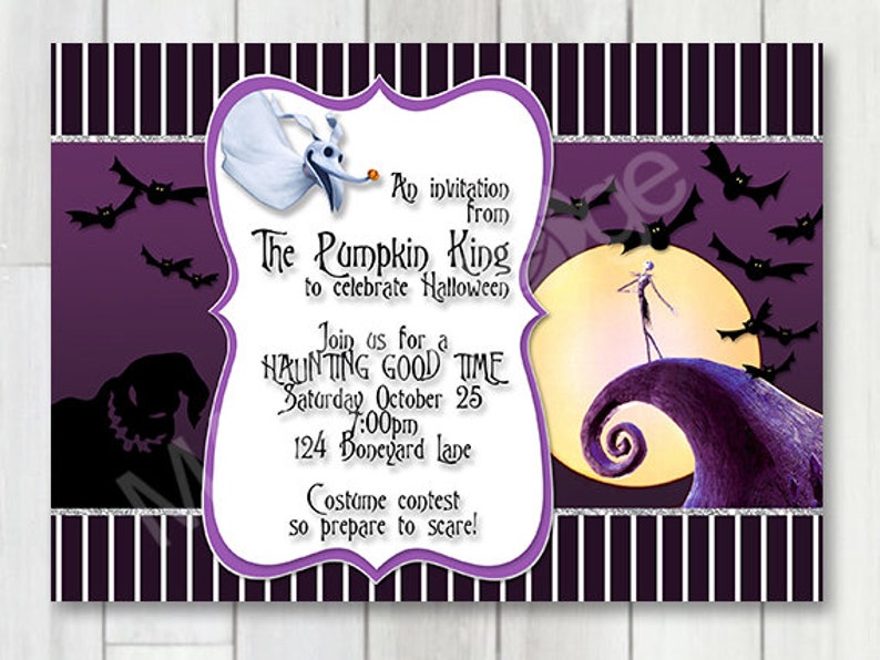 Jack Skellington Birthday Party Invitation Nightmare Before Etsy