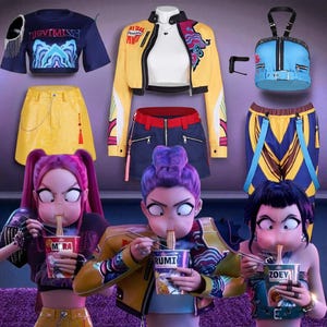 Kids Girls Rumi Zoey Mira Cosplay Costume Outfits Cartoon Demon Hunter of KPop Roleplay Children Suits Halloween Carnival Party