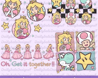 Princess Sublimation Design PNG, Peach Sublimation file, Video Game Design for Sublimation