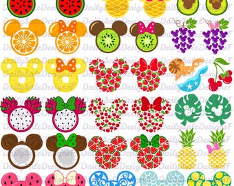 Summer Mouse Fruits Bundle Svg, Summer Svg, Lemon Svg, Watermelon Day Svg, Pineapple Svg, Cricut, Silhouette Vector Cut File