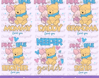 Winnie the Pooh Keeper of the Gender Png, Pink or Blue Png, Gender Party Png, Pooh Baby Reveal png, Baby Shower png
