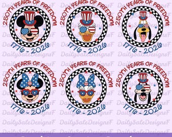 Retro USA 250th Anniversary Mouse and friends PNG, 4th of July Png, Patriotic, Independence Day Family Vacation, Svg For Cricut Cutting File