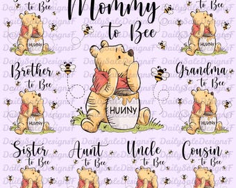 Family Bundle T-shirt Sublimation, Pregnancy Announcement Shirt Iron On Graphics, Mommy to Bee, Daddy to Bee, Bee theme png