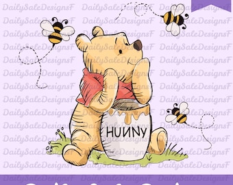 Classic Honey Bear Svg Png, Bear With Honey Pot Png, Honey Bear Png, Cartoon Bear Png, Honey Bee Sublimation, Instant Download