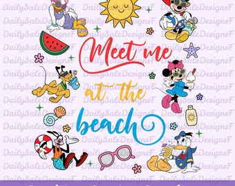 Meet Me At The Beach PNG, Mouse Summer Png, Trendy summer design (digital download)