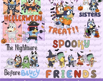 Spooky Halloween Png Bundle, Retro cartoon Friends in Halloween Costumes, Not So Scary Party Png, Spooky Season Png, Instant Download