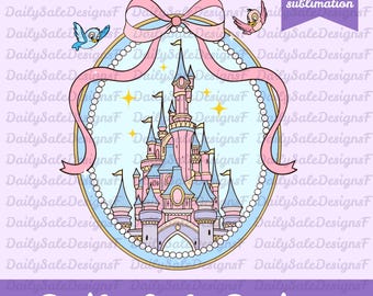 Castle Coquette with pink bow PNG, Cartoon Pink Ribbon Png, Princess Png, family vacation png, Digital download