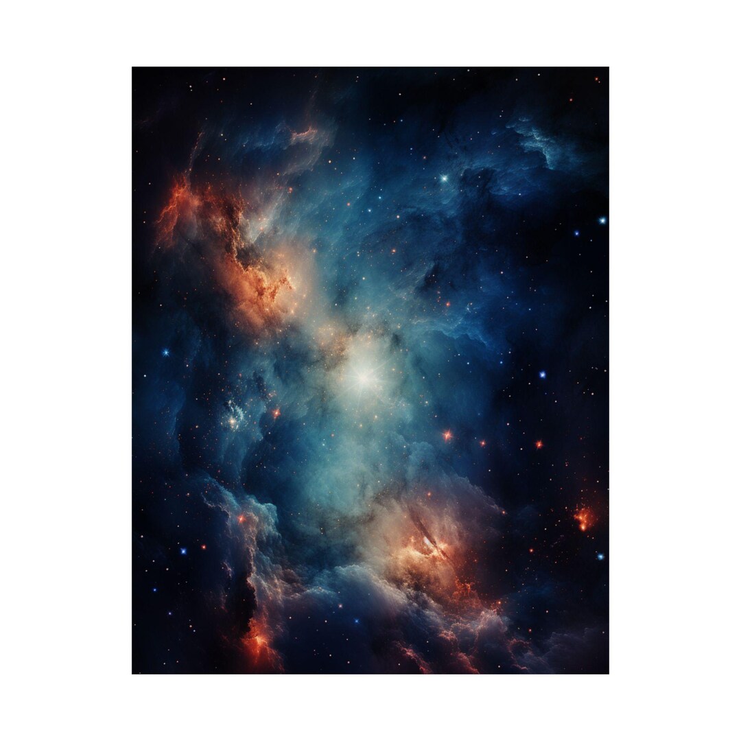 Vibrant Nebula Space Art Print | Cosmic Galaxy Wall Decor | Abstract ...