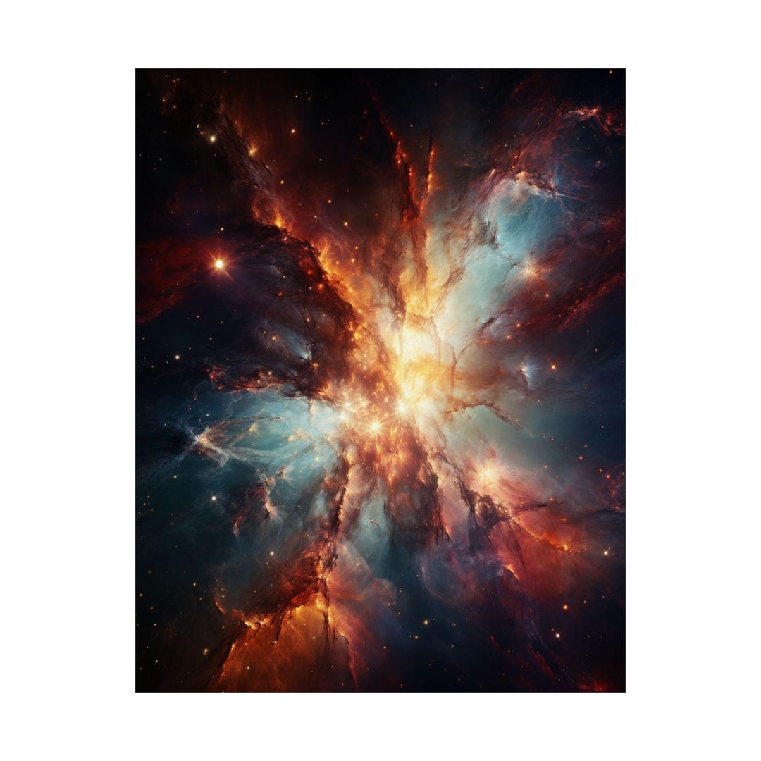 Vibrant Nebula Space Art Print | Cosmic Galaxy Wall Decor | Abstract ...
