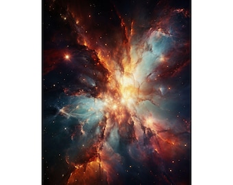 Vibrant Nebula Space Art Print | Cosmic Galaxy Wall Decor | Abstract Celestial Painting | Universe Poster | Space Lover Gift (1)