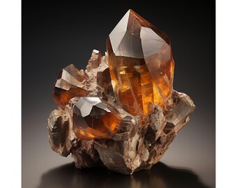 Citrine Crystal Fine Art Poster | Golden Quartz Wall Art | Mineral Photography | Earthy Boho Home Decor | Healing Stone Poster