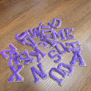 2.15 inch Chenille Letter Patch Self Adhesive or Iron On Varsity Letter - DIY Dupe - Use on Cosmetic Bag - Nylon Pouch Patch Letter
