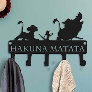 Personalized Hakuna Matata Lion King Disney Metal Key Holders, Nursery Modern Key Holder For Wall, Entrance Room Sign, Perfect Gift For Kids