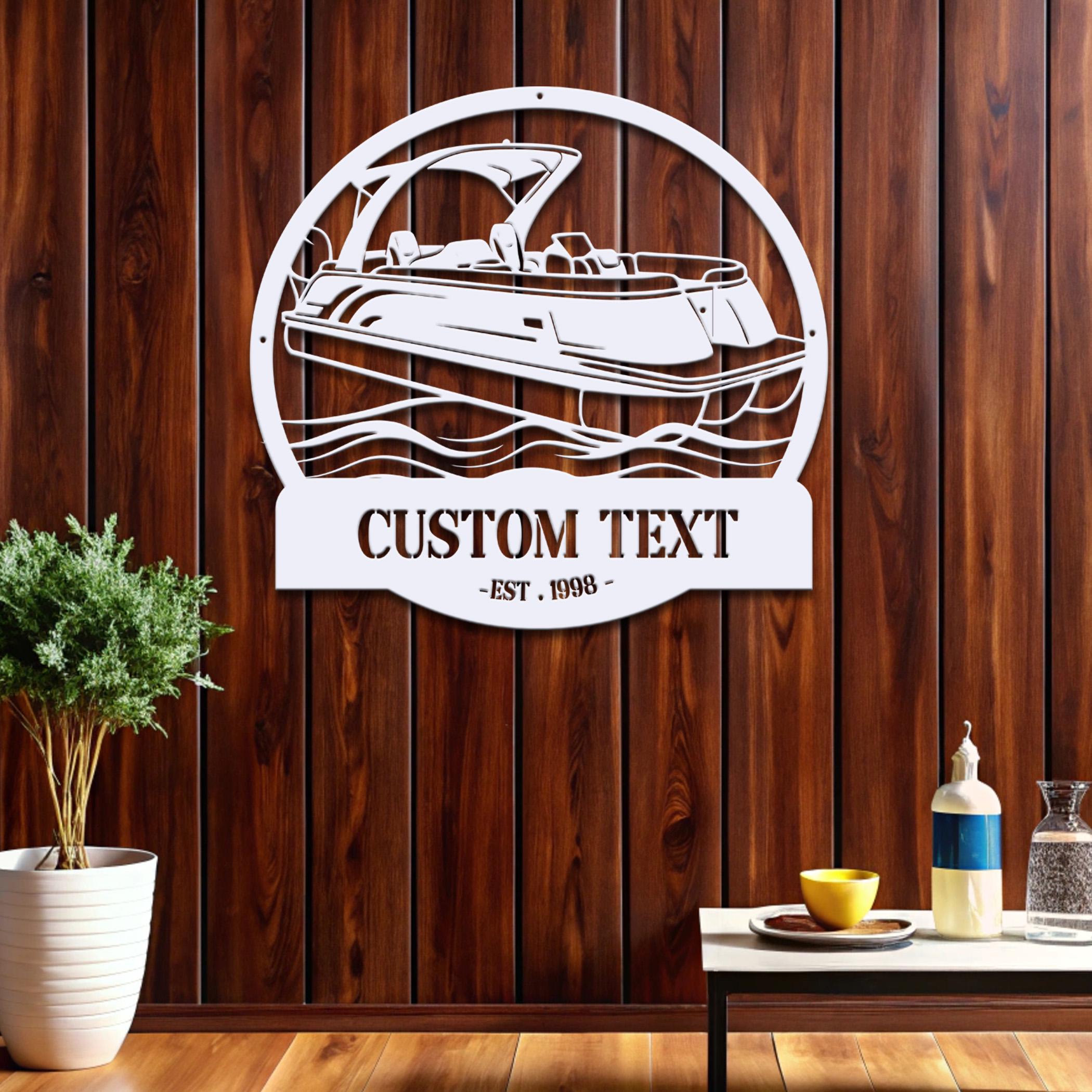 Pontons Store Sign Custom Pontoon Boat Metal Sign – Personalized Lake House Decor With ...