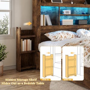 , Sliding Shelves, Rustic Farmhouse Style, Space Saving Bed