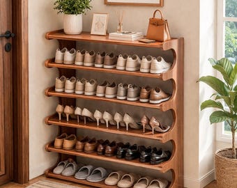 Handmade Bamboo Shoe Rack, Wooden Shoe Organizer, Entryway Shoe Storage, Space Saving Shoe Shelf, Gift Bamboo Shoe Rack