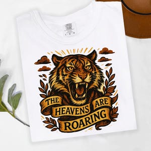The Heavens Are Roaring PNG: Bible Verse Tiger Sublimation Design (Digital Download
