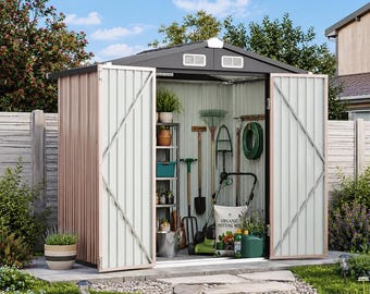 Outdoor Storage Shed, Metal Garden Shed, 6x4 FT Storage Shed, Backyard Storage, Garden Tool Shed, Waterproof Metal Shed
