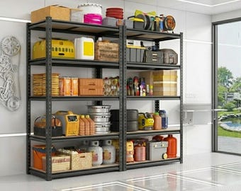 Heavy Duty Garage Shelving, 5 Tier Metal Storage Rack, 2000lbs Capacity, Adjustable Utility Shelf, Basement Pantry Closet