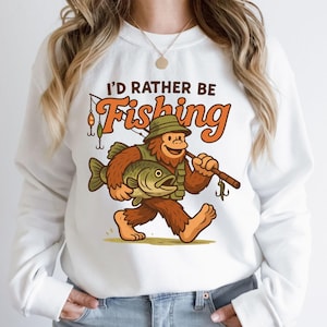 Funny Sasquatch Fishing PNG: Redneck Bigfoot Sublimation Design (Digital Download
