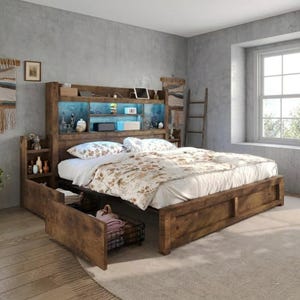 LED Headboard Bookcase