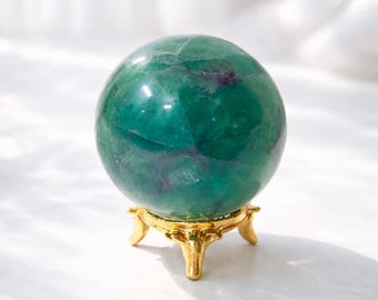 Natural Multi Fluorite Crystal Sphere 50 mm | Rainbow Fluorite Gemstone Ball with Stand | Crystal Healing Sphere | Desk Decor Exact Piece