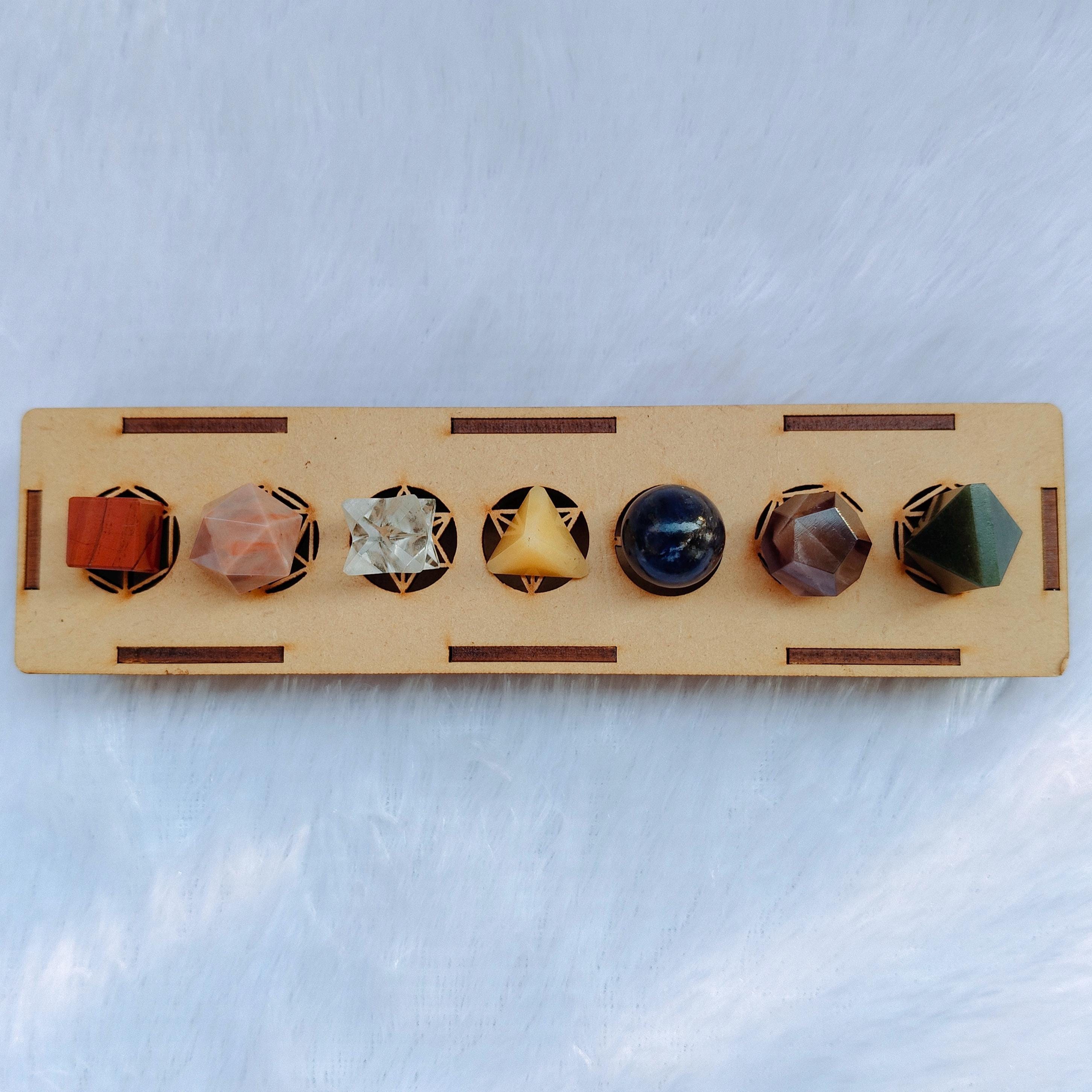 Seven Chakra Sacred Geometry Set With Wooden Box | 7 Platonic Solids ...