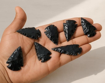 Hand-Knapped Black Obsidian Arrowheads – Ancient Style Volcanic Glass Blades