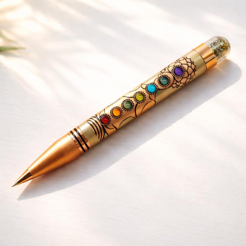 Pyritre Pen Seven Chakra Healing Crystal Pen With Pyrite Infusion | Premium Metal ...