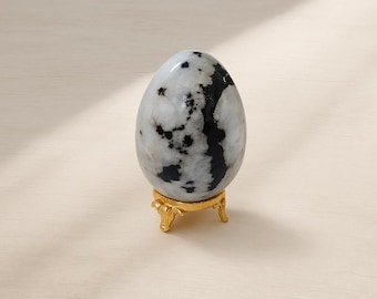 Rainbow Moonstone Healing Egg Stone 60 mm | Polished Crystal Egg with Stand | Spiritual Decor