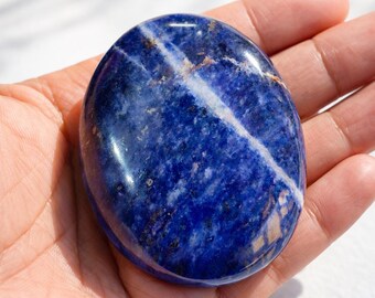 Natürlicher blauer Sodalith Handschmeichler Stein 55 MM Genaues Stück | Polierter Kristall Daumenstein