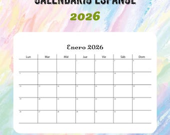Maandkalender 2026 in horizontaal formaat, lijst om af te drukken, beschikbaar als PDF met een overzichtelijk ontwerp.
