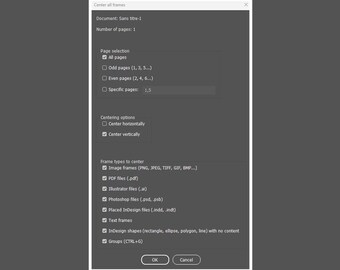 InDesign script to automatically center Frames