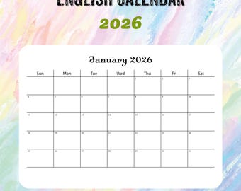 2026 monthly calendar in landscape format, ready to print. Wall calendar available as a PDF with a clean, month‑by‑month layout.